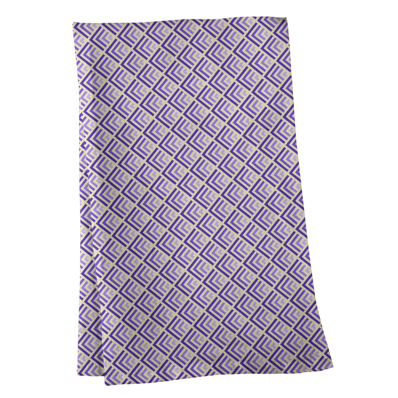 Serviette de thé à motif géométrique, Polyester sergé, Mauve clair