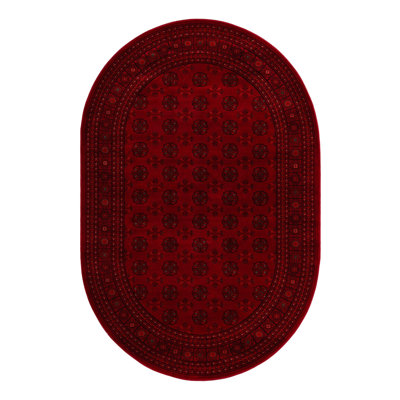 Amro Geometric Area Rug in Red