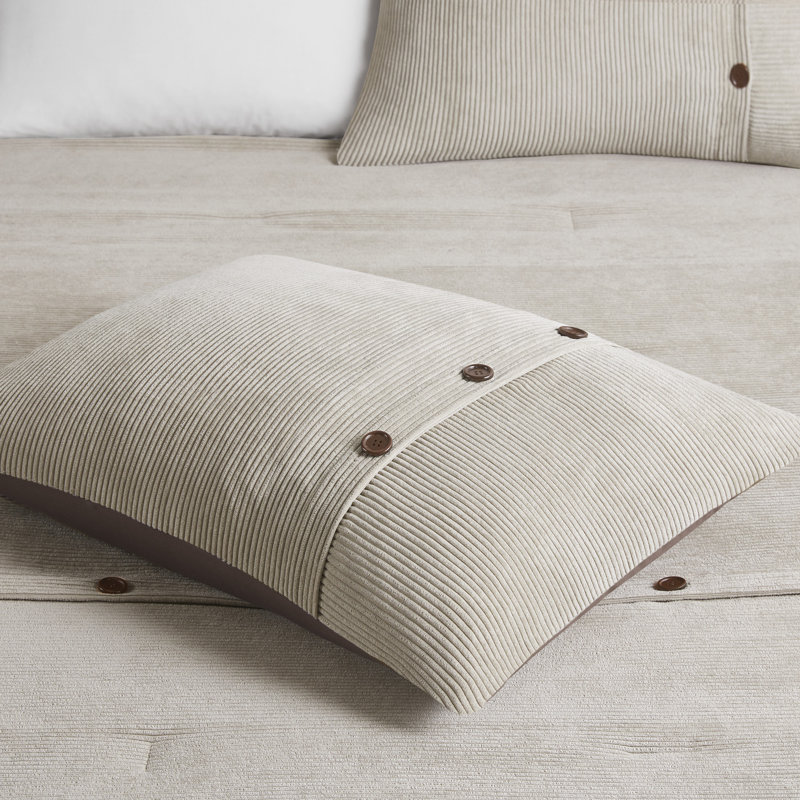 Tan Full Corduroy Comforter Set with Decorative Pillows