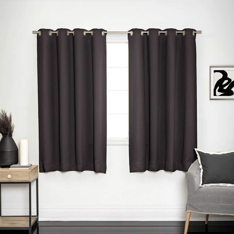 Adina Sevan Solid Thermal Grommet Curtain Panels, 52"W x 72"L, Dark Grey