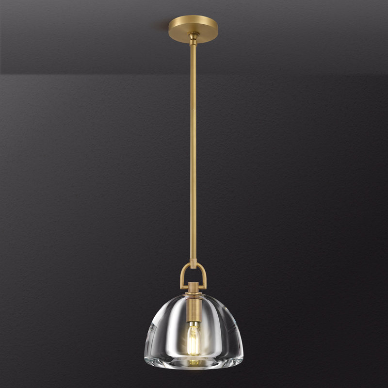 1 - Suspension simple en verre cristal de 18 cm (7 po) pour îlot de cuisine, Laiton