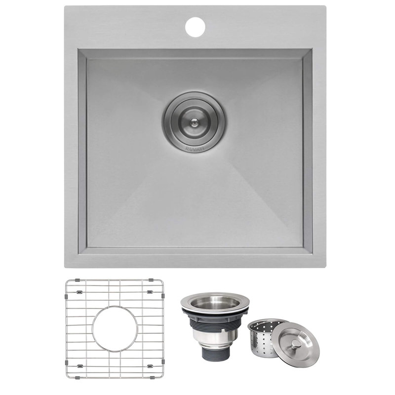 Tirana 15" L x 15" W Drop-In Bar Sink, 18" L x 18" W, StainlessSteel