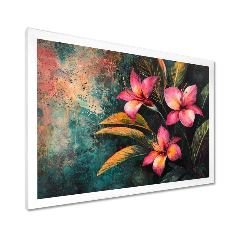 Matzke - Floral Large Wall Art, H 34 po x l 44 po, Cadre simple, Blanc