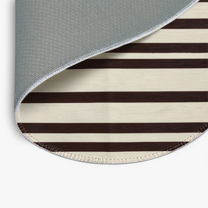 HorizontalStripes Beige Indoor and Outdoor Area Rug, Round 5'