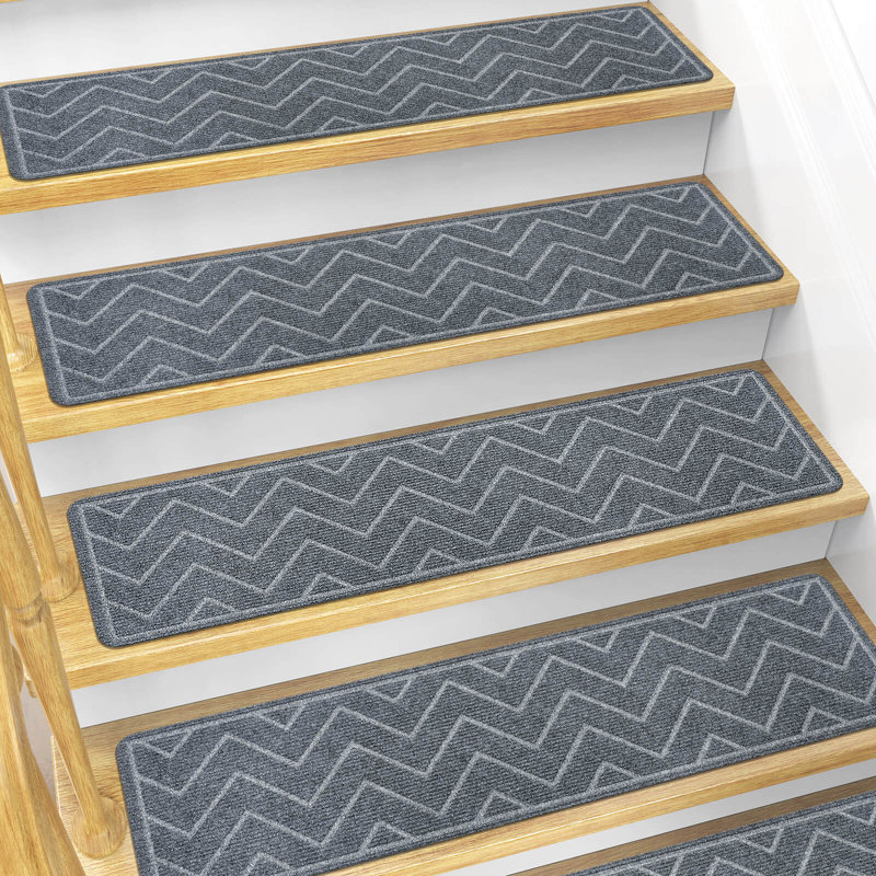 Tapis d'escalier intérieur antidérapant (ensemble de 15), Gris