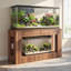 Support d'aquarium Farmhouse 55 à 90 gallons avec prise de courant, support d'aquarium en bois avec 2 tiroirs, support de réservoir de reptile robuste à 2 niveaux, capacité de 1000 lb