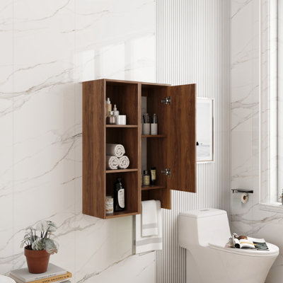 Wall Mounted Side Cabinet Combination with Soft Closing Door and open shelf