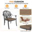 Ensemble de salle à manger d'extérieur rond 5 pièces de 120 cm (47,24 po) avec 4 chaises empilables et coussins bruns-2004334726