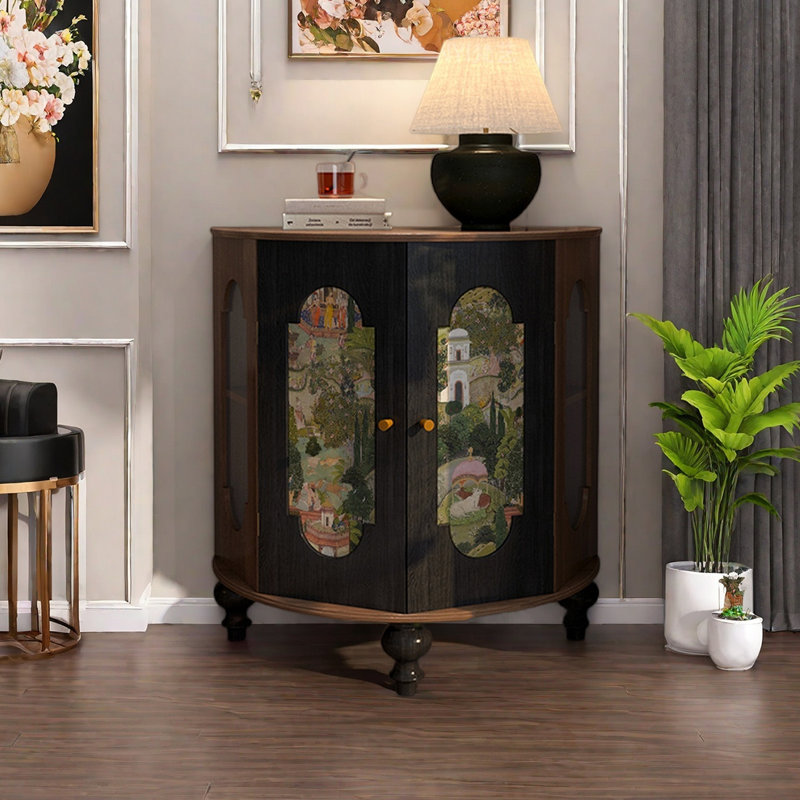 Armoire d'appoint demi-cercle en bois massif