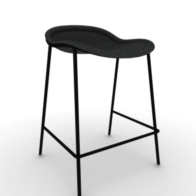 Tabouret Vale, Siège gris anthracite / cadre noir de jais