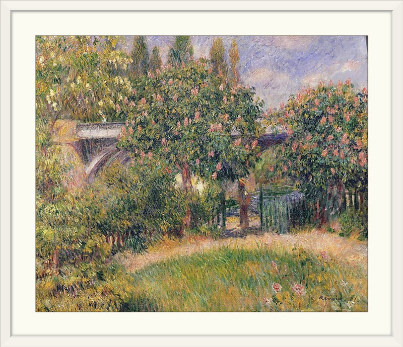 « chemin de pont à chatou, 1881 » par pierre-auguste renoir, reproduction d’art, H 27 po x l 32 po x P 1 po, Cadre blanc