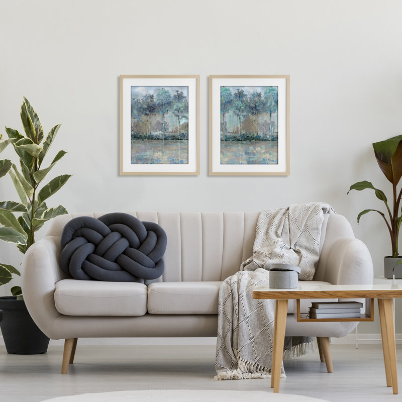 «Subdued Tree Landscape Impression», ensemble de 2 impressions encadrées sous verre, conception de Sally Swatland
