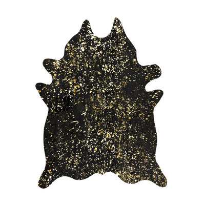Tapis noir en peau de vache à imprimé animal 6 pi x 7 pi Novelty Houchin