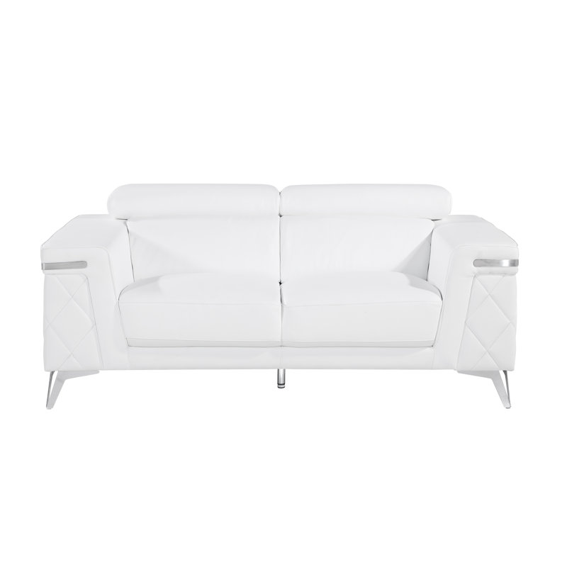 Causeuse en cuir véritable 70 po Belleville, Blanc
