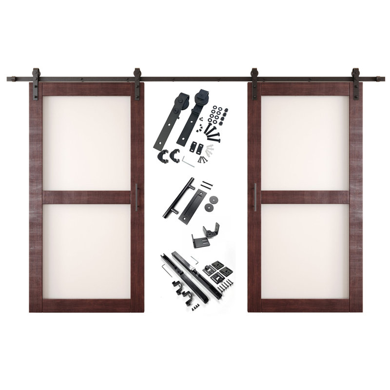 Portes de grange non assemblées et finies en verre avec 2 pièces de 30 po x 80 po Homacer Red Homacer, 30 po x 80 po