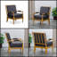 Chaise d'appoint Spindle avec revêtement gris anthracite et finition chêne vieilli - structure en bois d'hévéa, coussin moelleux de 5 po-1924346840