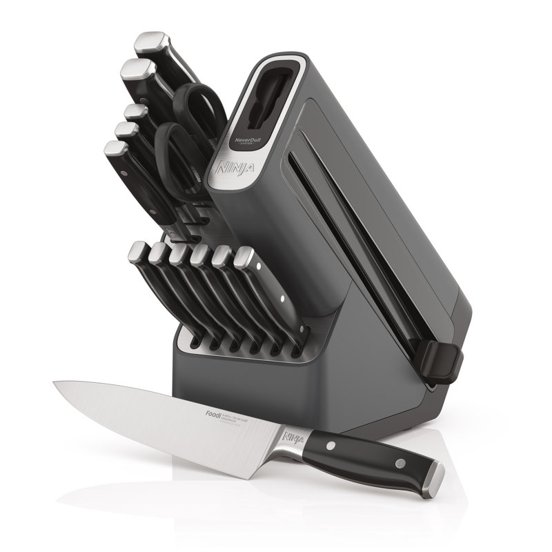 Ninja Foodi Premium 14-Piece Black Stainless Steel Knife Block Set