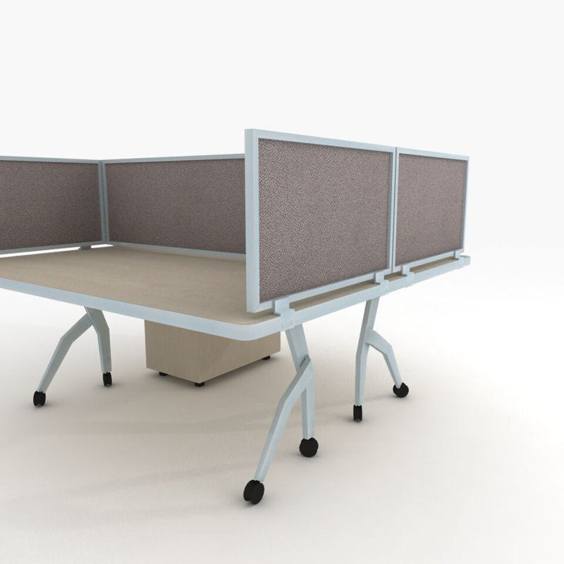Panneau d'intimité acoustique fixé au bureau, Aluminium, Étain, H 24 po x l 48 po x P 0,63 po