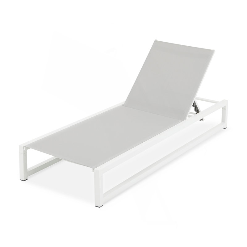 5-Level Adjustable Outdoor Chaise Lounge, Durable Aluminum Frame & PVC-coated polyester Mesh, Perfect For Patio/Poolside