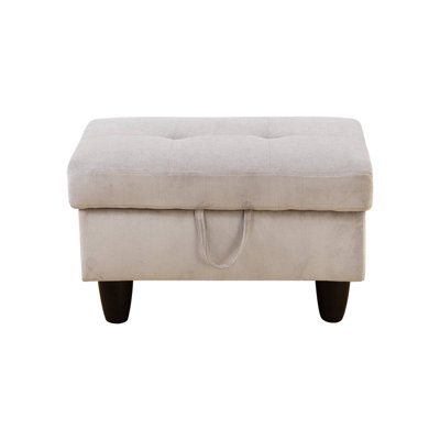 28.5'' Wide Tufted Linen Storage Ottoman - Gray White