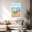 Barcelona Colorful Vibrant Abstract Lizard Palm Architecture Beach Wall Art Print 1 Piece Wrapped Canvas Wall Art-214787557
