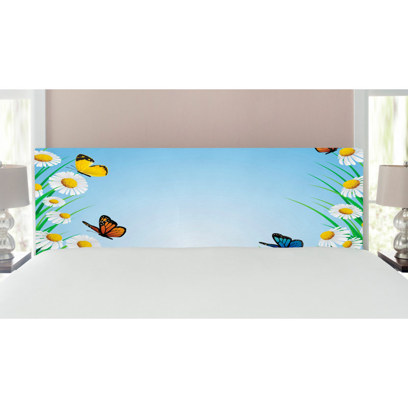 Tête de lit en tissu d’ameublement roi, Bleu / Jaune / Vert