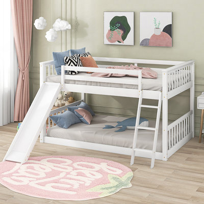 Wooden Bunk Bed With Convertible Slide And Ladder