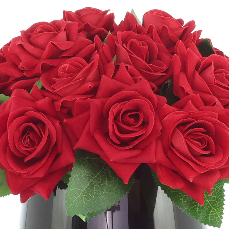 Velvet Roses in Glass Vase