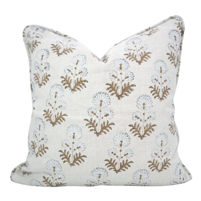 Housse de coussin en lin fabriquée à la main avec motif de passepoil Fab Fabine, Rectangle H 12 po x l 20 po