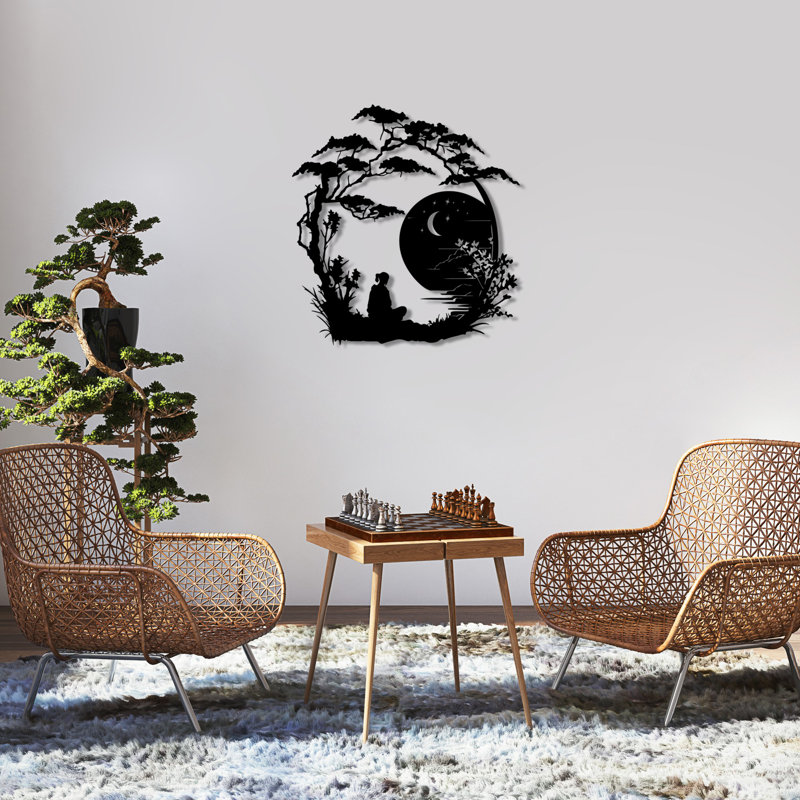 Élégant accessoire mural décoratif en métal, finition noire, 24,8 po x 23,6 po | Fabrication 100% métal, épaisseur: 0,06 po | Léger à 3,2 lb, parfait pour la décoration intérieure et l'esthétique moderne