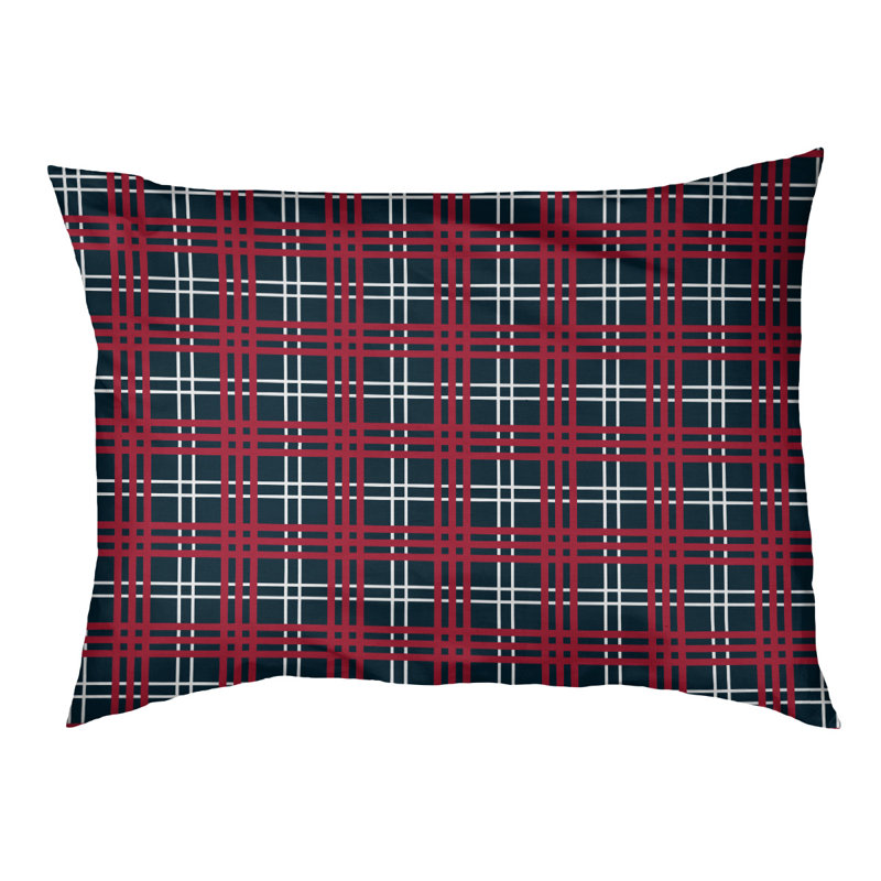 Coussin de luxe d’extérieur Houston football, Grand (l 40 po x P 30 po x P 5 po), Bleu foncé acier / blanc / rouge bataille