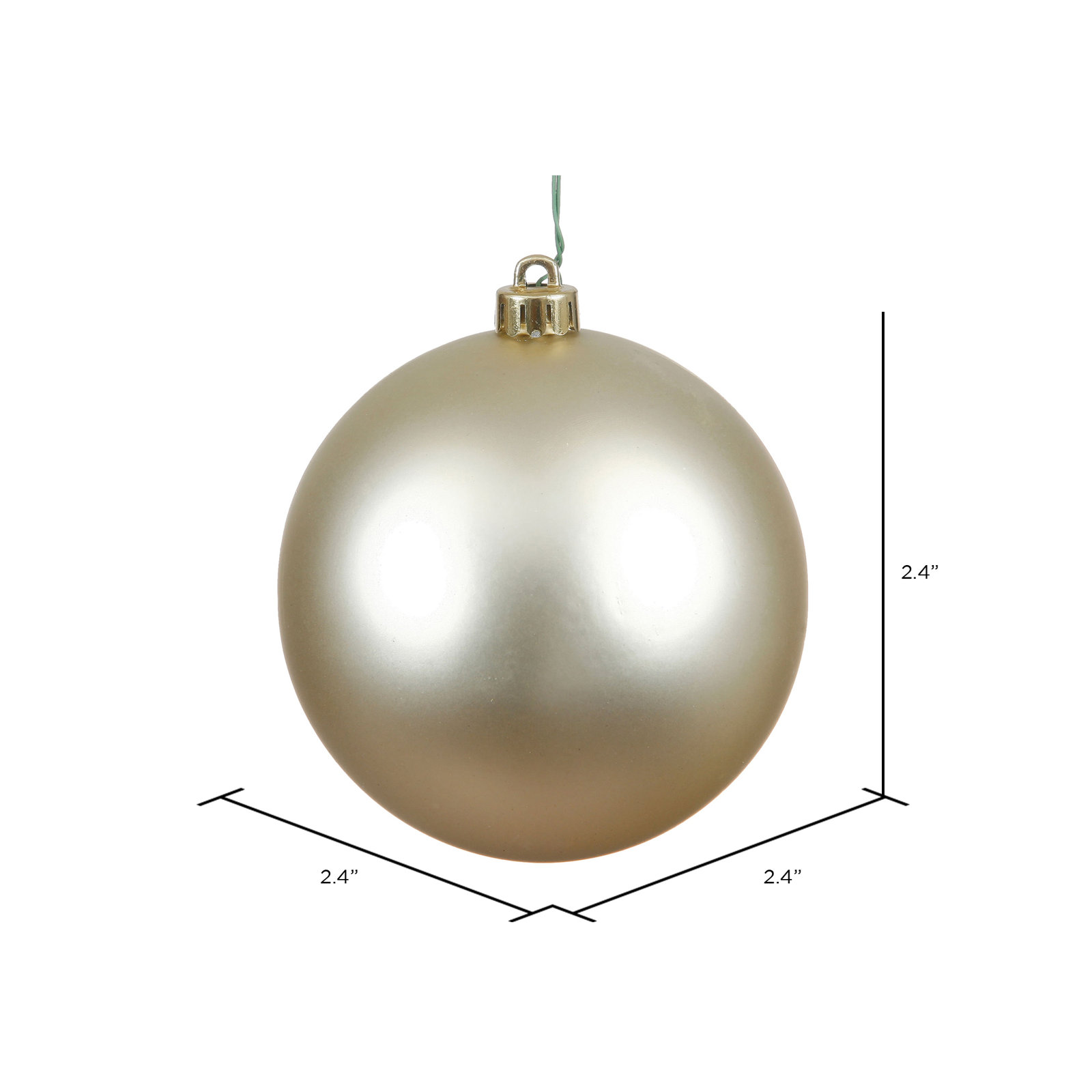 2" Shatterproof Bauble, Champagne