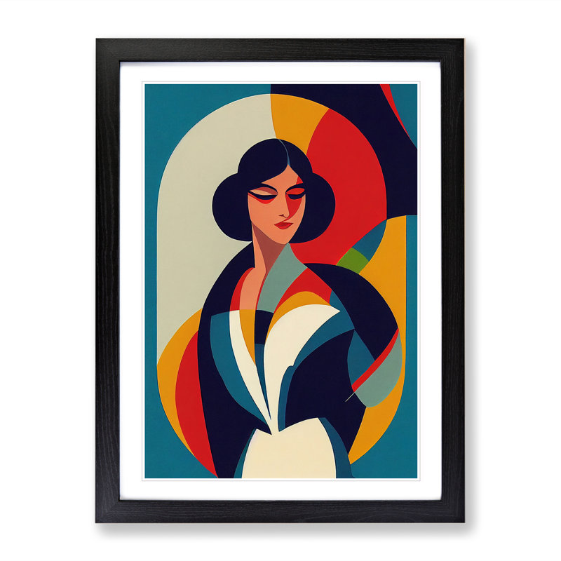 Abstract Woman Portrait No.3 - Single Picture Frame Print, Black Framed, 64cm H x 46cm W x 2cm D