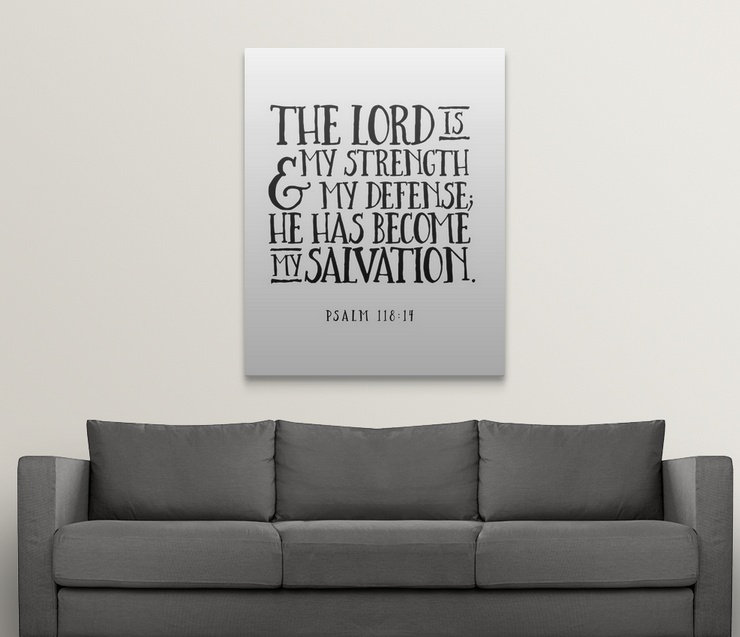 « psalm 118:14-scripture art », art textuel, H 30 po x l 24 po x P 1,5 po, Toile