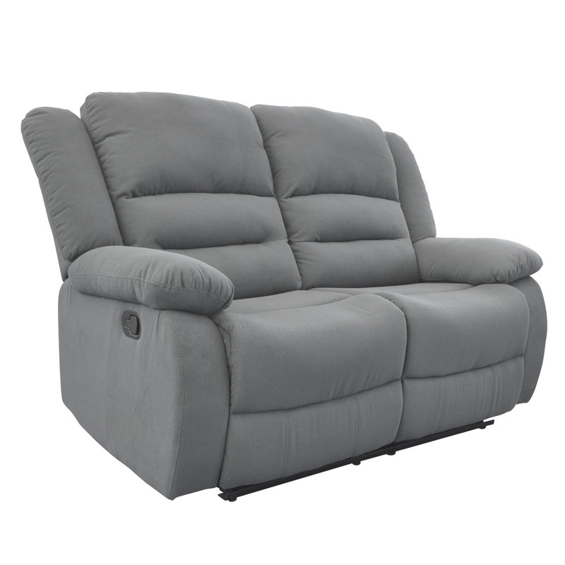 Dedmond 60" Pillow top Arm Reclining Loveseat, Blue Gray Polyester Twill