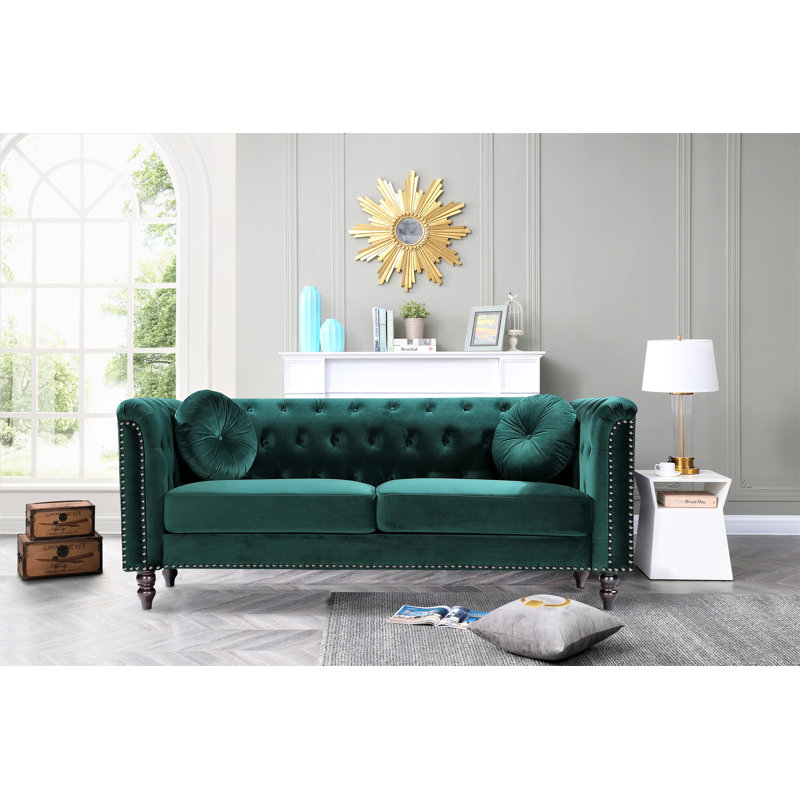 Guthry 76'' Velvet Sofa, Green