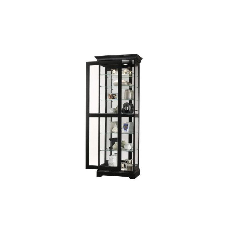 Lighted Curio Cabinet, Black Satin