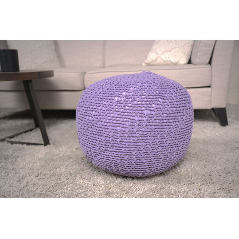Pouf rond en coton Bordeaux, lavande, Polyester lavande