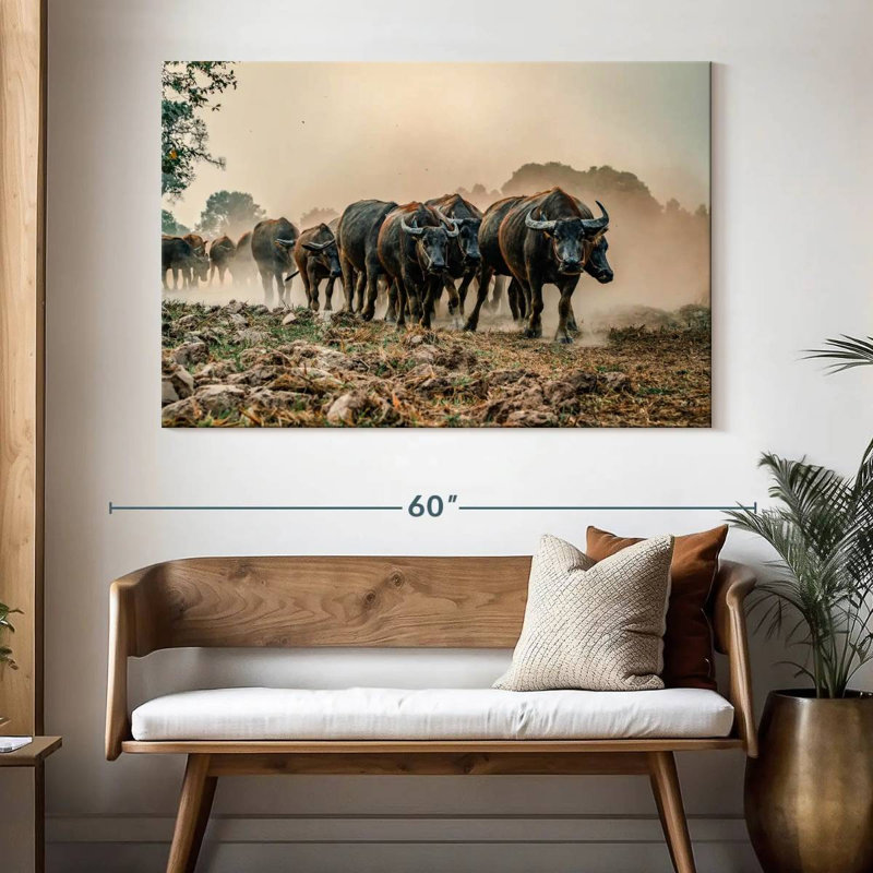 Bramal Buffalos en mouvement, H 34 po x l 51 po