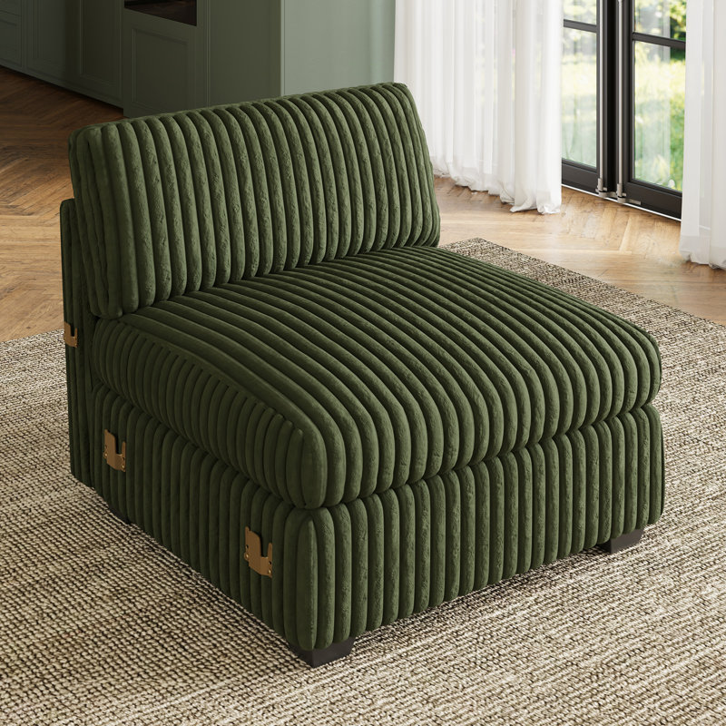  Canapé modulaire en velours côtelé Knopp, Green Plush Corduroy