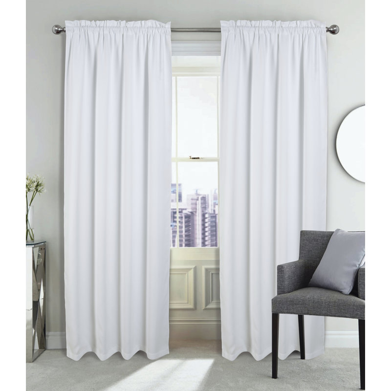Twilight Blackout Thermal Rod Pocket Single Window Curtain Panel, White, 54" W x 90" L