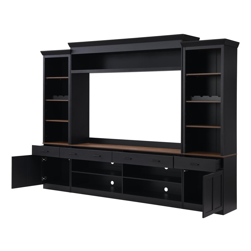 Ensemble de table et meuble télé de style ferme, meuble télé de 70 pouces avec étagères, bureau pour salon et bureau à domicile
