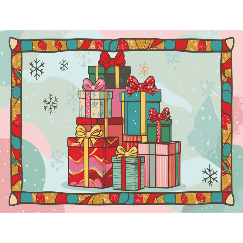 Tapis de vacances d'hiver de Noël lavable The Holiday Aisle®, Rectangulaire 8 pi x 10 pi