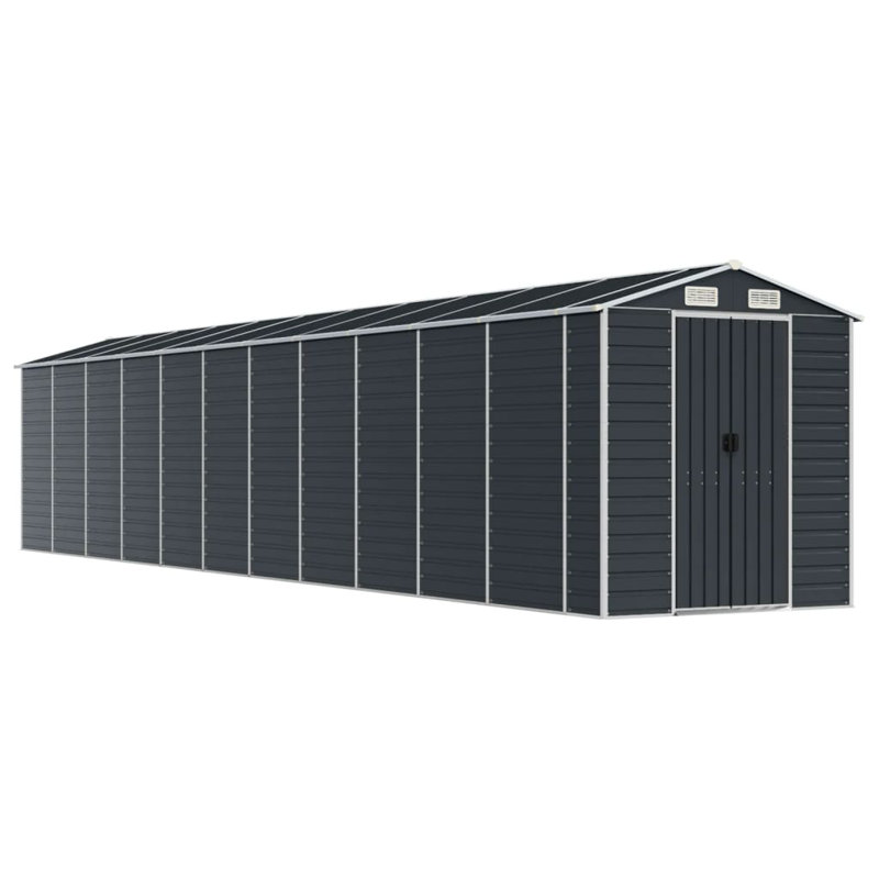 Grande remise en acier galvanisé Vidaxl, Gris, H 77,9 po x l 385,8 po x P 75,2 po