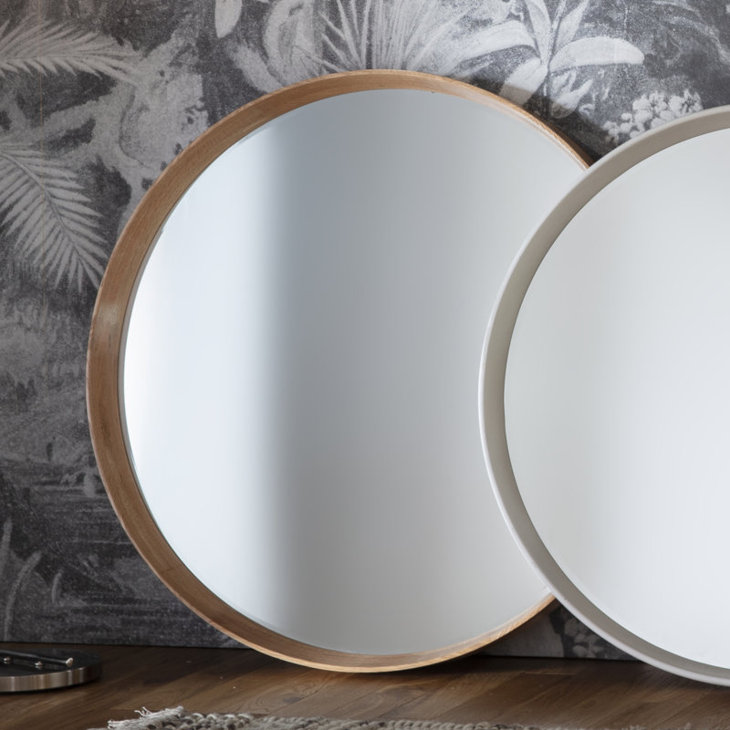 Carles Wood Flat Wall Mirror, Oak, 100 cm H x 100 cm W