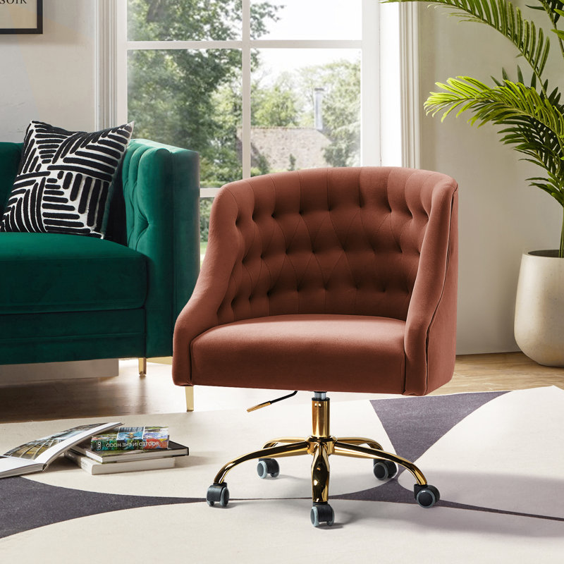 Doreen Velvet Hand-Curated Task Chair, Burn Brick