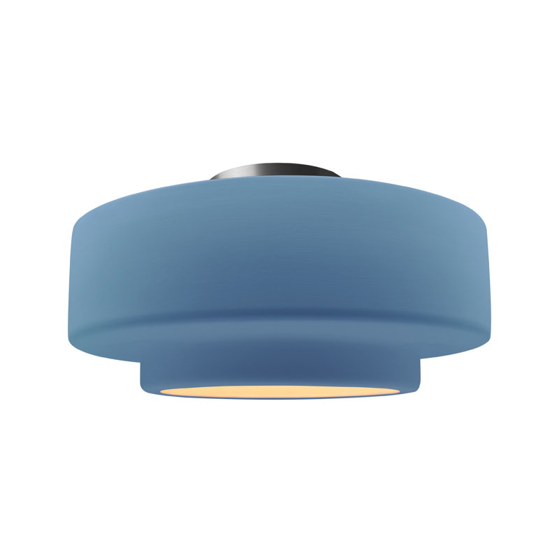 Plafonnier semi-encastré Radiance, H 8 po x l 16,5 po x P 16,5 po, Bleu ciel, Nickel brossé