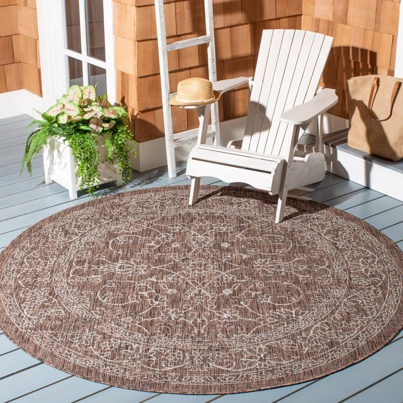 Amedee Performance Oriental Indoor/Outdoor Area Rug, Round 5'3"