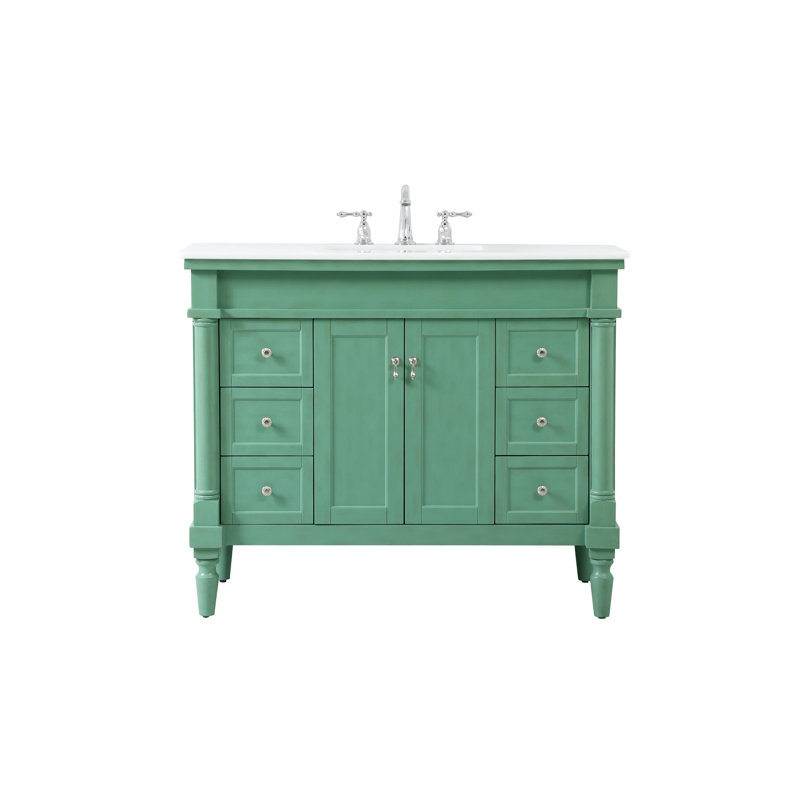 Ensemble de meuble-lavabo simple 42 po Lexington, Menthe rétro, Blanc Ivoire