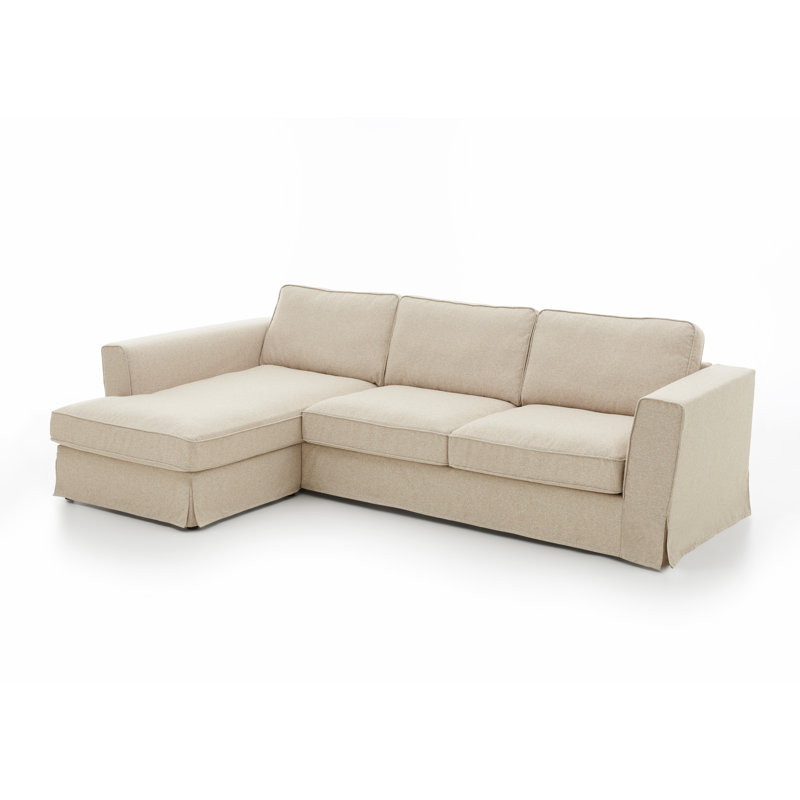 Corner Sofa, Cream Polyester, Left Hand Facing
